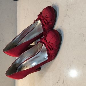 Satin ruby "slippers" heels